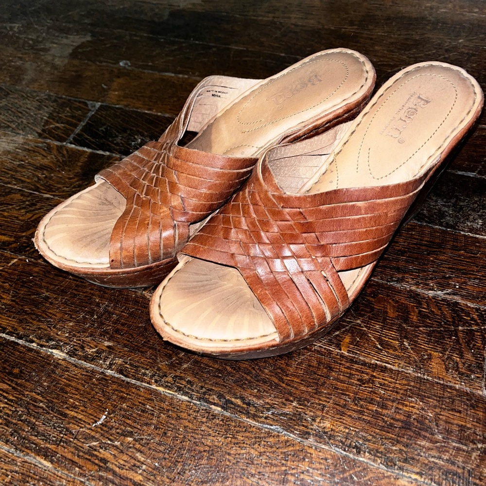 Børn leather brown wedges 6.5 sz